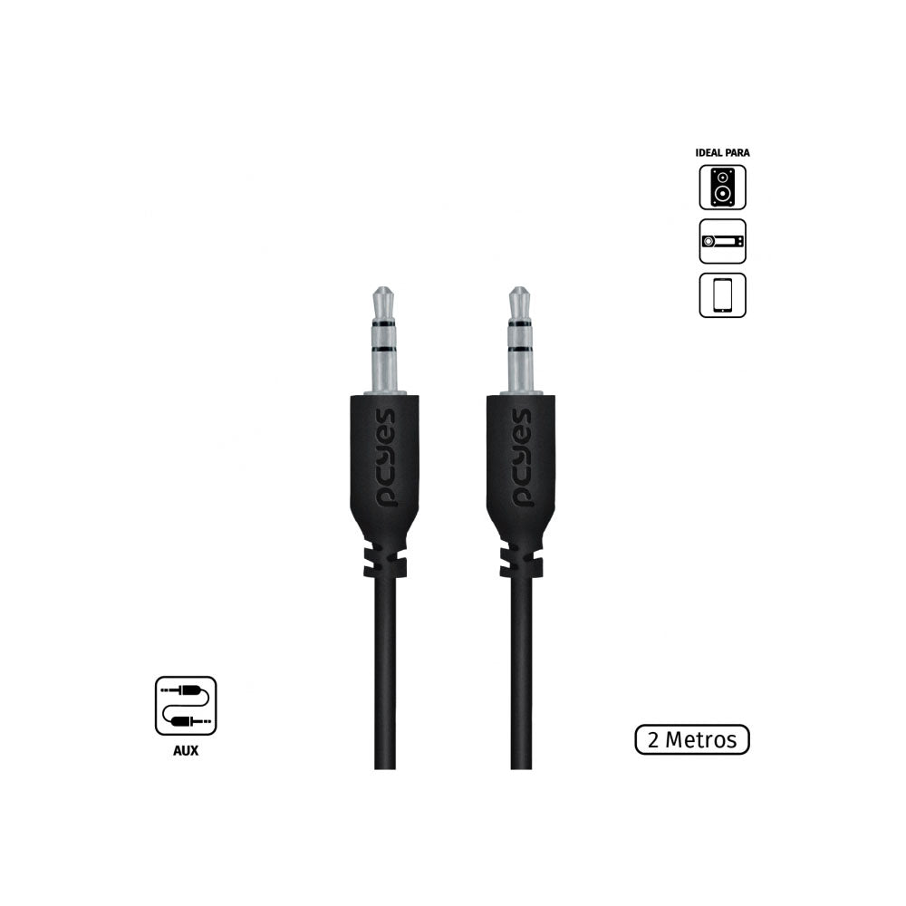 Cabo de Áudio P2 Macho x Macho 2mt PCYes - P35M-2 Truedata